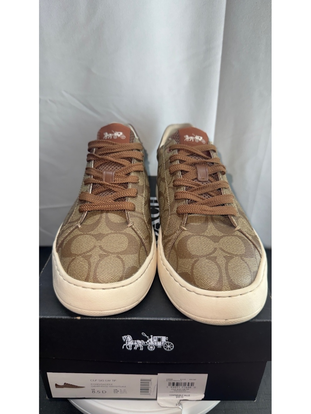 Coach Clip Low Top Sneaker G4949 Signature Khaki Saddle Brown